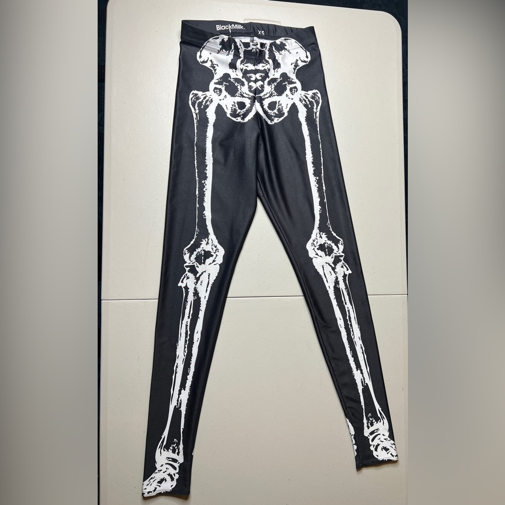 Blackmilk Leg Bones Leggings Goth Halloween Spooky Fetish Skeleton Punk Metal XS